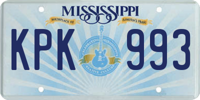 MS license plate KPK993