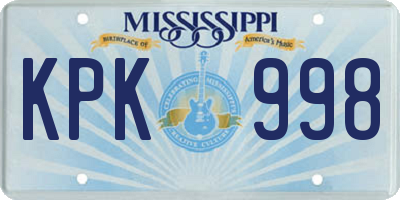 MS license plate KPK998