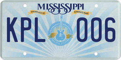 MS license plate KPL006