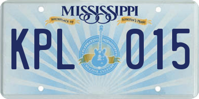 MS license plate KPL015