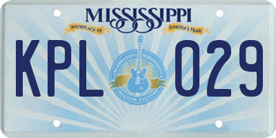 MS license plate KPL029