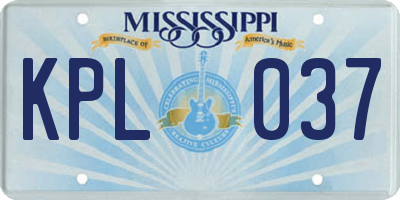 MS license plate KPL037