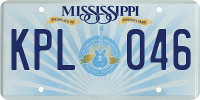 MS license plate KPL046