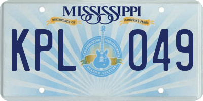 MS license plate KPL049