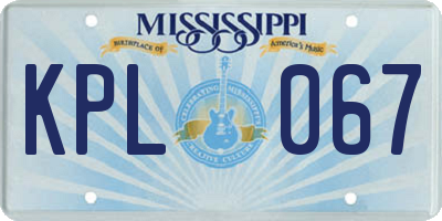 MS license plate KPL067