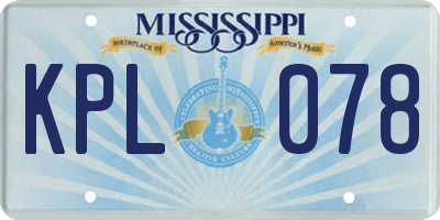MS license plate KPL078