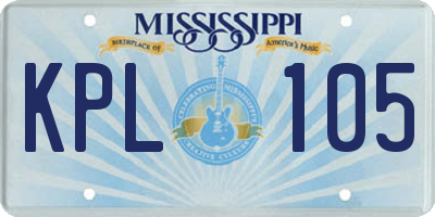 MS license plate KPL105