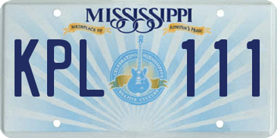 MS license plate KPL111