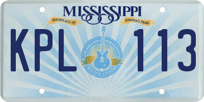 MS license plate KPL113