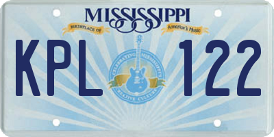 MS license plate KPL122
