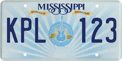 MS license plate KPL123