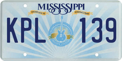 MS license plate KPL139