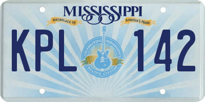 MS license plate KPL142