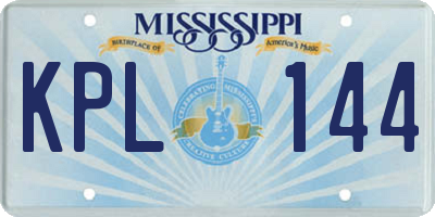 MS license plate KPL144