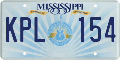 MS license plate KPL154