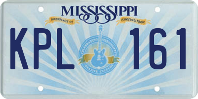MS license plate KPL161