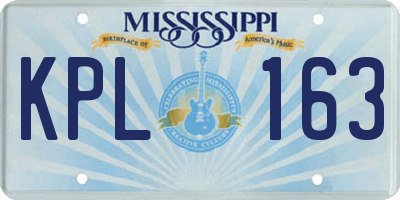 MS license plate KPL163