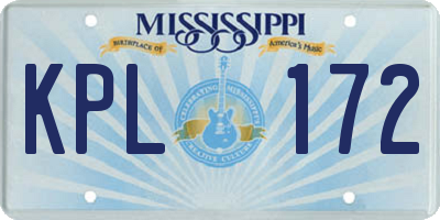 MS license plate KPL172