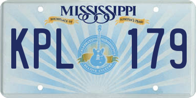 MS license plate KPL179