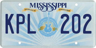 MS license plate KPL202