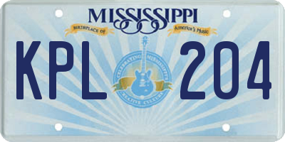 MS license plate KPL204