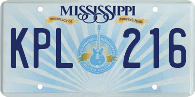MS license plate KPL216