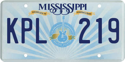 MS license plate KPL219