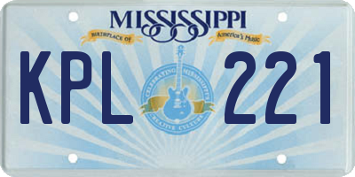 MS license plate KPL221