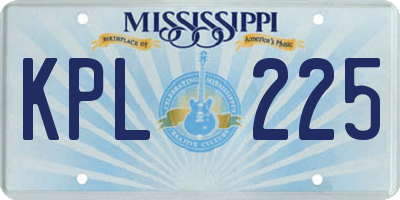 MS license plate KPL225