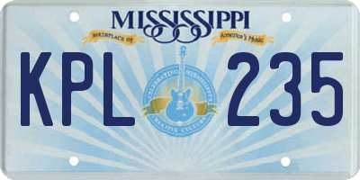 MS license plate KPL235