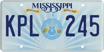 MS license plate KPL245