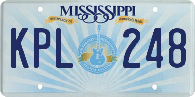 MS license plate KPL248