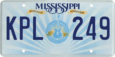 MS license plate KPL249