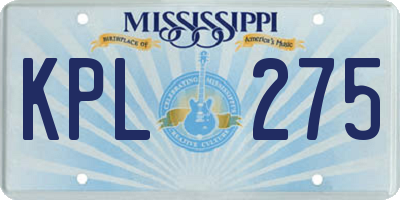 MS license plate KPL275
