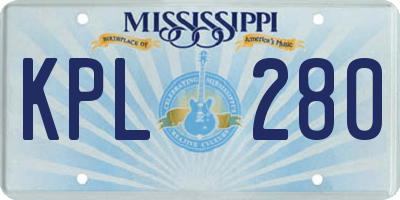 MS license plate KPL280