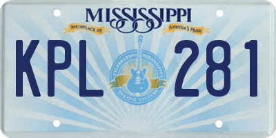 MS license plate KPL281