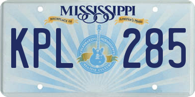MS license plate KPL285