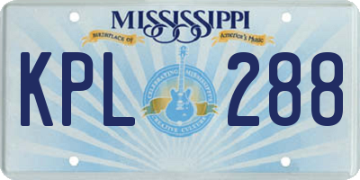 MS license plate KPL288