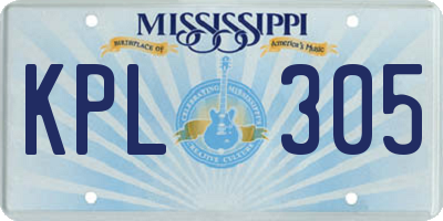 MS license plate KPL305