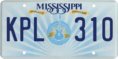 MS license plate KPL310