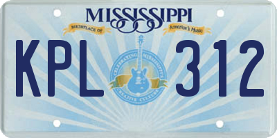 MS license plate KPL312