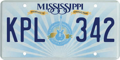 MS license plate KPL342
