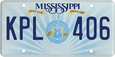 MS license plate KPL406