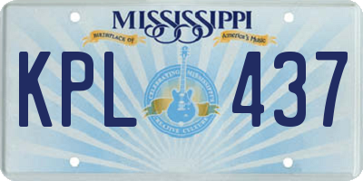 MS license plate KPL437