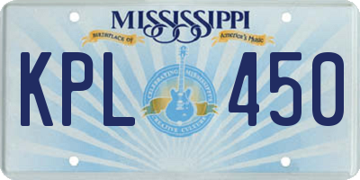 MS license plate KPL450