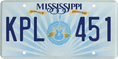 MS license plate KPL451