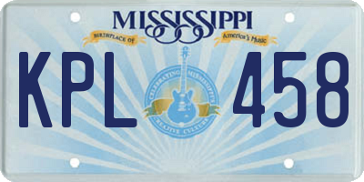 MS license plate KPL458