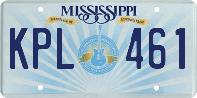MS license plate KPL461