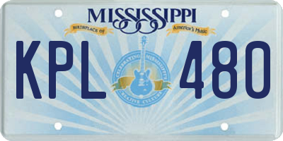 MS license plate KPL480