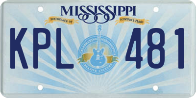 MS license plate KPL481